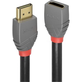 LINDY HDMI prodlužovací kabel Zástrčka HDMI-A, Zásuvka HDMI-A 0.50 m antracitová, černá, červená 36475 #####4K UHD, pozlacené kontakty HDMI kabel