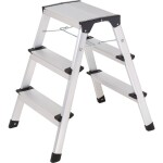TOOLCRAFT TO-10104642 Slitina hliníku stupňovitý dvojitý žebřík skládací, Montáž bez nářadí stříbrná EN 14183 2.87 kg