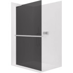 CERANO Sprchová zástěna Walk-in Onyx L-levá vzpěra - 8 mm + polička/držák na ručníky - chrom, grafitové sklo - 60x200 cm