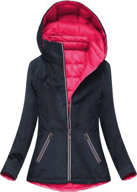 Tmavě modro-amarantová oboustranná bunda pro přechodné období (7699) odstíny růžové L (40)