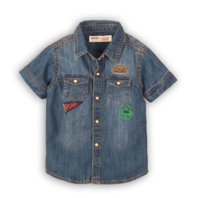 Košile džínová chlapecká s krátkým rukávem, Minoti, Roar 2, modrá - 80/86 | 12-18m
