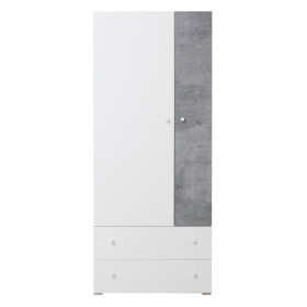 Šatní skříň Amasi - 80x190x50 cm (beton, bílá)