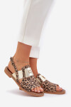 Zazoo 40385 Dámské Kožené Sandály S Leopardím Vzorem Hnědé 36