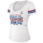 Fanatics Dámské tričko Colorado Avalanche 2022 Stanley Cup Champions Striped V-Neck Velikost: