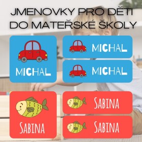 Jmenovky pro mateřské školy, MŠ ZNAČKY - SADA 2 (12x3-36ks) štítky se jménem pro děti do školky