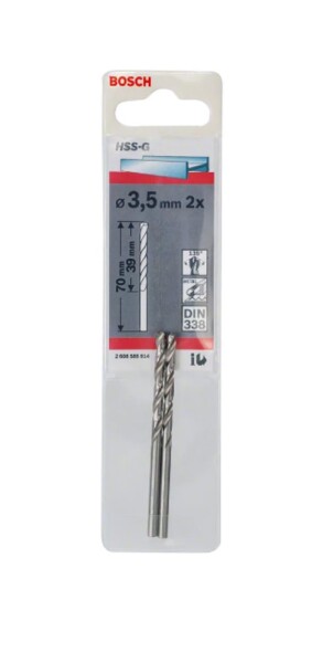 Vrták do kovu Bosch HSS-G 3,5 x 39 x 70 mm 2 ks 2608585914