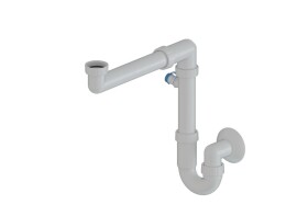 Dřezový sifon MULTI 6/4"x40 s odbočkou úsporný bílý DREZSIFON6440SLIM DREZSIFON6440SLIM
