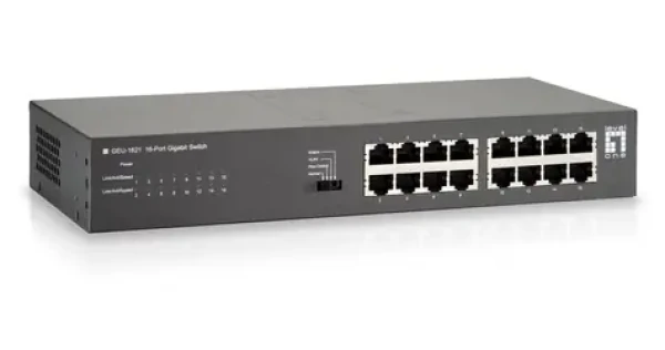LevelOne GEU-1621 šedá / Switch / 16x Gigabit Ethernet / 19" Rack / neřízený (GEU-1621)