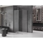 MEXEN/S - Velar sprchový kout, posuvné dveře 90 x 80 cm, dekor, grafit kartáčovaná 871-090-080-31-66