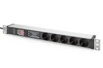 Digitus PDU 1U 5x Schuko černá / Zásuvková lišta / 230V/16A / kabel 2 m / hliníkové tělo / vypínač (DN-95433)