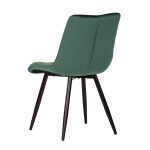 Jídelní židle, potah v zeleném sametu, kovové podnoží v černé práškové barvě