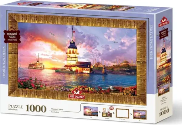 ART PUZZLE 5665 Puzzle s rámem a lepidlem 3v1 Dívčí věž