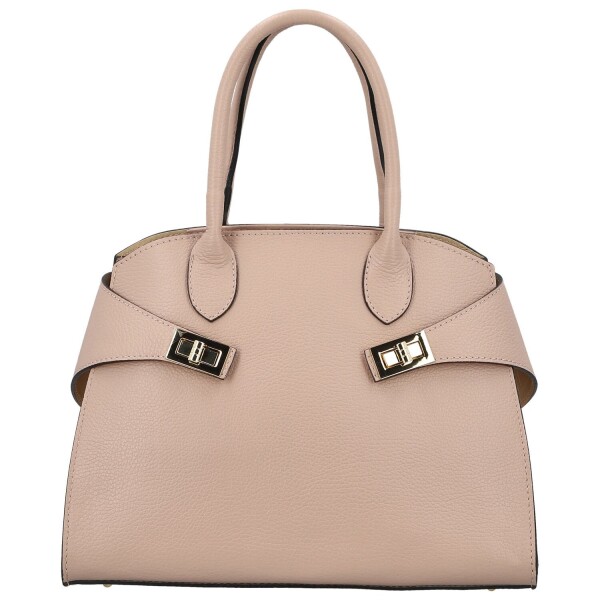 Módní dámská kožená kabelka do ruky Arietta, růžová