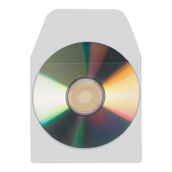 Djois samolepicí kapsa na CD/DVD, 127 x 127 mm, s chlopní, transparentní, 100 ks