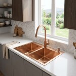 REA - Ocelový dřez Toby BRUSH COPPER bez kuchyňské baterie ZLE-06416