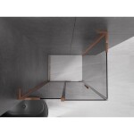 MEXEN/S - Velar L sprchový kout, posuvné dveře 100 x 80, grafit, růžové zlato 871-100-080-43-60