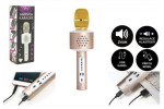 Mikrofon karaoke Bluetooth zlatý na baterie USB kabelem