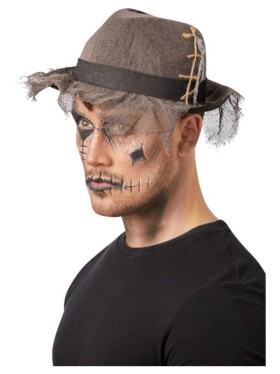 Šedý klobouk strašáka na Halloween