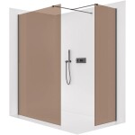 CERANO Sprchová zástěna Walk-in Onyx T L/P - 8 mm - hranatá vzpěra - černá matná, bronzové sklo - 130x110x200 cm
