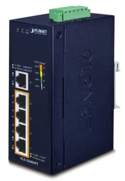 Planet IGS-504HPT / Switch průmyslový / 5x Gigabit RJ-45 / 4x PoE+ 802.3at / IP40 / -40 až 75 °C (IGS-504HPT)