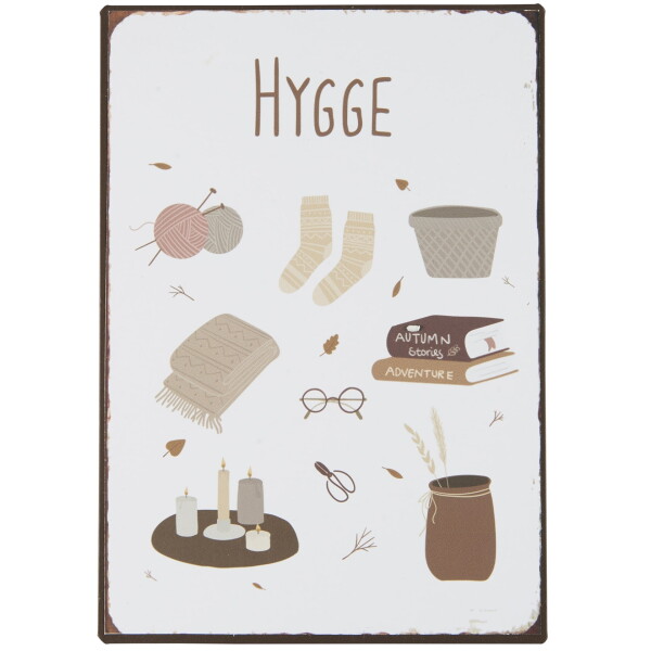 IB LAURSEN Plechová cedule Autumn Hygge, hnědá barva, kov