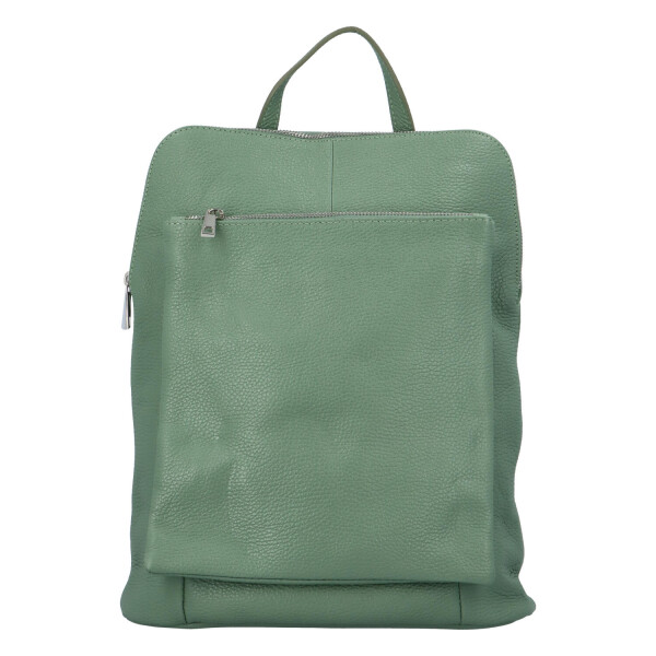 Prostorný dámský kožený batoh Jean, zelený