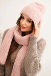 Dámský komplet čepice a dlouhého šálu z měkké příze pudrově růžový UNI