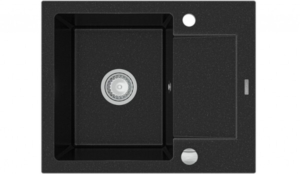MEXEN Enzo granitový dřez 1-mísa dřez vypouštěním krátký Board 576x465 mm, černá stříbrná metalíza 6506571005-73