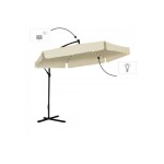 Zahradní slunečník 3,5 m se solárním LED světlem - krémový, UV50+