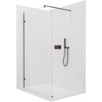 CERANO Sprchová zástěna Walk-in Orbis Round L/P - 8 mm - kulatá vzpěra - černá matná, transparentní sklo - 110x200 cm
