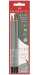 Faber-Castell Grip 2001 stříbrná / Grafitová tužka / HB / trojhranná / s gumou / 3 ks (117298)