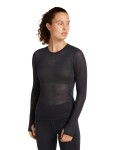 Dámské merino tričko s dlouhým rukávem ICEBREAKER Wmns 75 Cool-Lite Featherlight LS Crewe, Black velikost: M