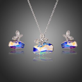 Souprava náhrdelníku a náušnic Swarovski Elements Monica - motýl, Barevná/více barev 39 cm + 4 cm (prodloužení)