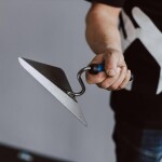 Lžíce ocel trojúhelník, 200 x 190 mm, gumová rukojeť MČ