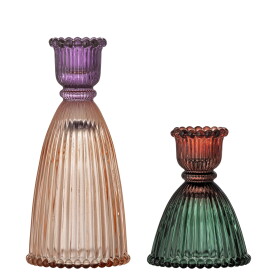 Bloomingville Skleněný svícen Shilo Multi – set 2 ks, multi barva, sklo