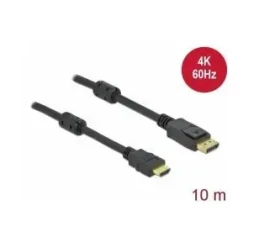 DeLock Kabel Active DisplayPort 1.2 (M) - HDMI 10 m černá / 4K / 60 Hz (85960)