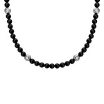 Pánský korálkový náhrdelník onyx, Černá 55 cm