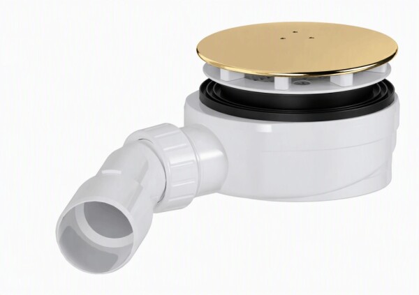 Sifon ke sprchové vaničce 90 mm DN40/DN50 SAT Aurum 12,1 cm, zlatý lesklý, plast SATESLIM90G SATESLIM90G