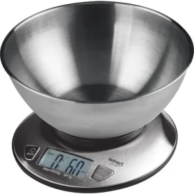 Lamart Just Kuchyňská váha s miskou šedá / LCD display / max 5000g / 2x AAA / nerez (8590669335749)