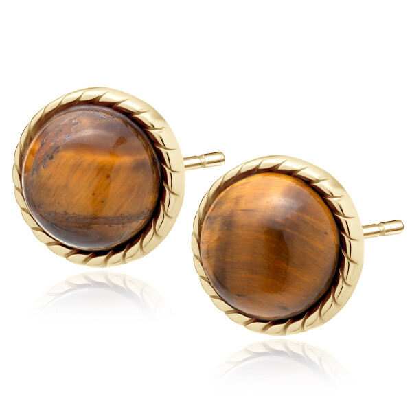 LUNICA Stříbrné náušnice TYGŘÍ OKO GOLD 0314