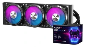 DarkFlash UV360 černá / AiO chladič CPU / 3x 120 mm / OLED displej / ARGB podsvícení / 800–2000 RPM / 36 dB (UV360 Black)