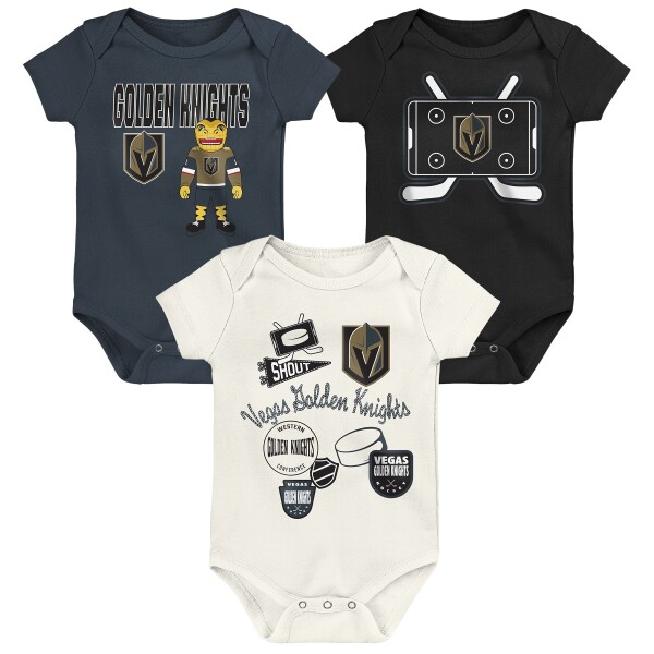 Outerstuff Dětské body Vegas Golden Knights NHL Littlest Player 3Pk Creeper Se Velikost: Batole 18 měsíců