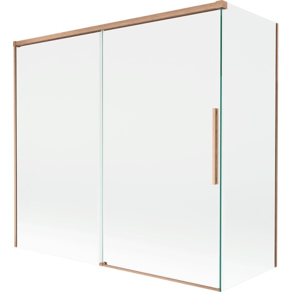 MEXEN/S - Rox vanová zástěna 2-křídlová posuvná 170 + 70 x 150, transparent, měď kartáčovaná 8C9-170-070-65-00