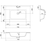 MEXEN - Otis umyvadlo zapuštěné do desky 71 x 46,5, bílá mat 25187001