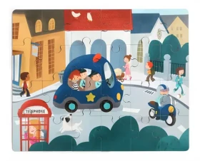 TOP BRIGHT Dřevěné puzzle s hračkou Policejní auto