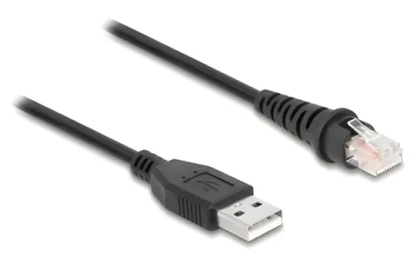 DeLock / Kabel RJ50 na USB 2.0 Typ-A / pro čtečky čárových kódů / 2 m / černá (90611)