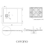 CERANO - Sprchová vanička obdélníková Pablo - SMC/minerální kompozit - strukturovaná bílá matná - 100x80x3 CER-481009