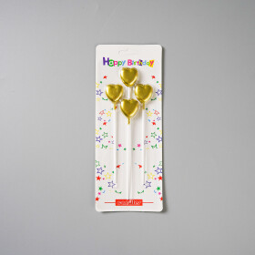 Dortová svíčka srdce zlatá 4ks