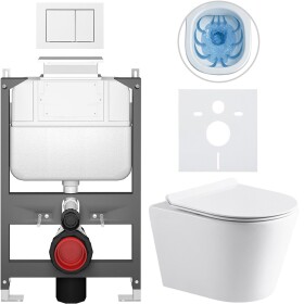 CERANO Kompletní WC set Basic/Carlito - bílá lesklá - WC tlačítko Maxio/Bílá - ovládání shora - předstěnová instalace - 48,5x36,5 cm