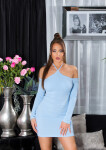 Sexy minišaty Koucla Neckholder s dlouhými rukávy babyblue Einheitsgroesse